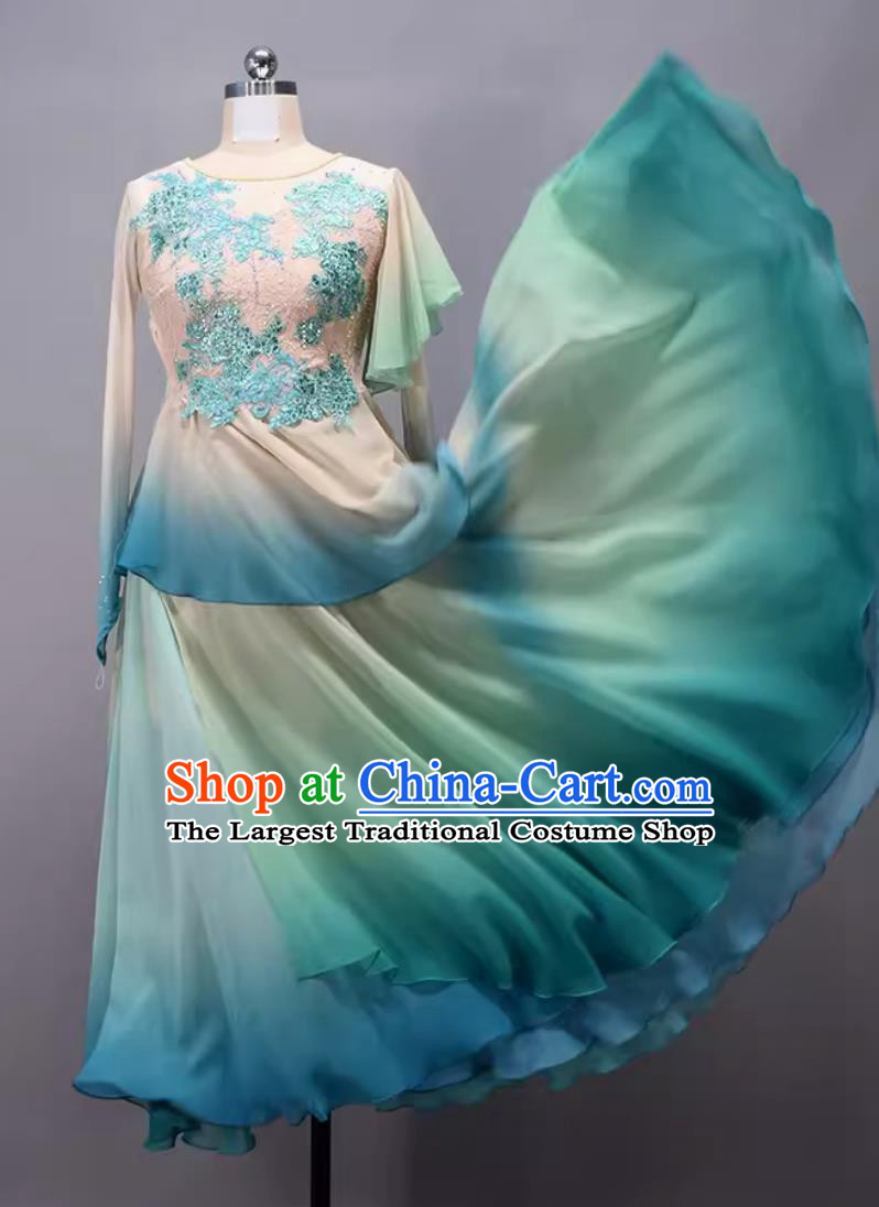 China Dance Competition Green Dress Zui Qing Bo Woman Solo Dance Costume Chinese Classical Dance Clothing
