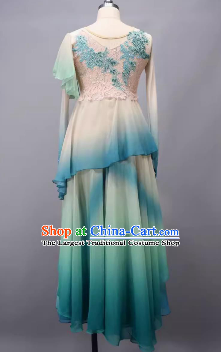 China Dance Competition Green Dress Zui Qing Bo Woman Solo Dance Costume Chinese Classical Dance Clothing