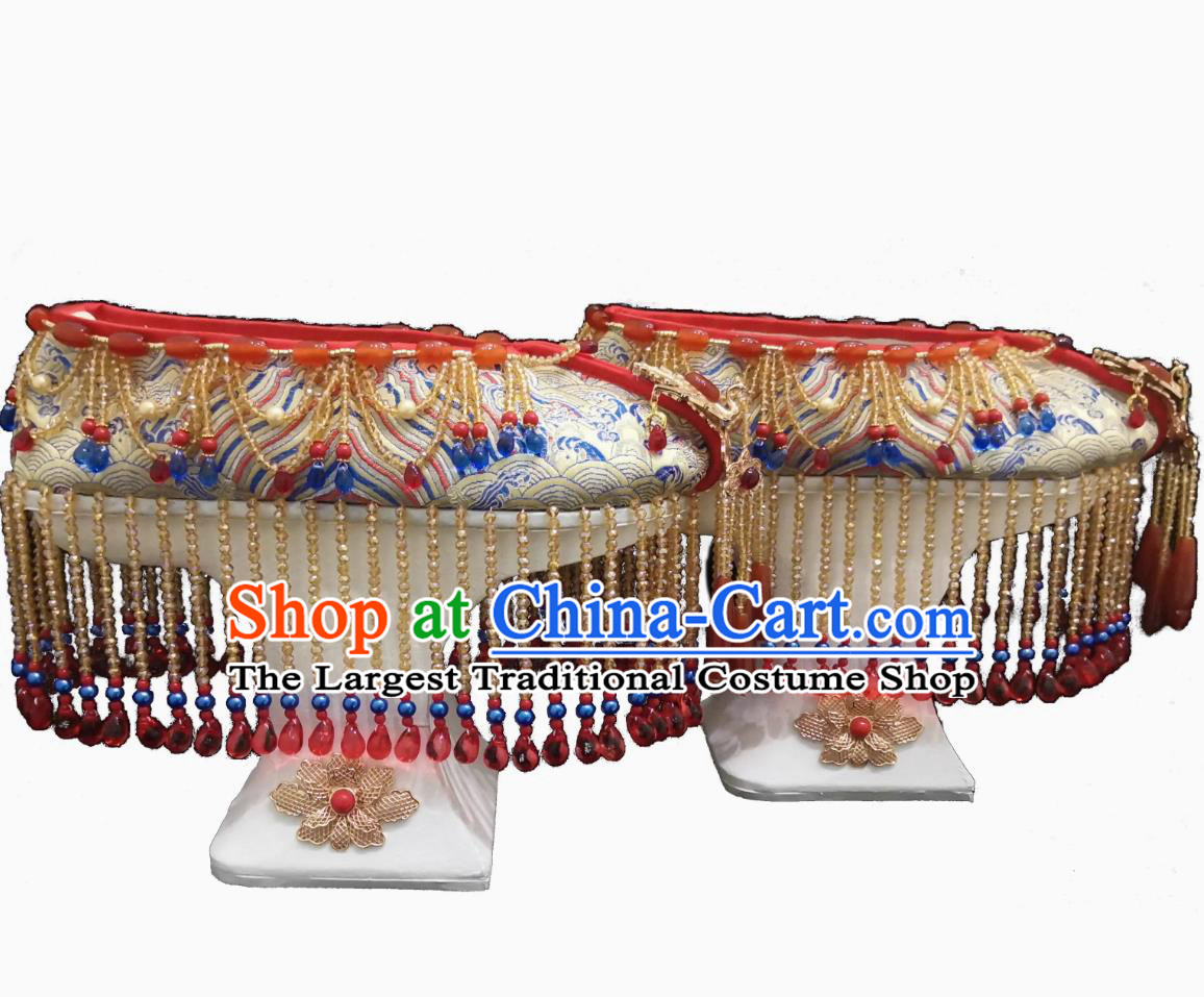 Ancient Chinese Empress Shoes Handmade Traditional Wedding Shoes Qing Dynasty Manchu Woman Platform Shoes