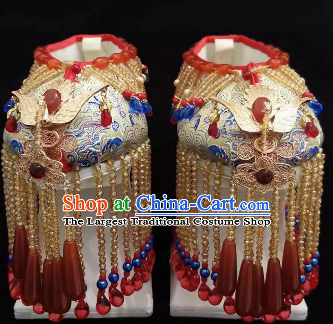 Ancient Chinese Empress Shoes Handmade Traditional Wedding Shoes Qing Dynasty Manchu Woman Platform Shoes