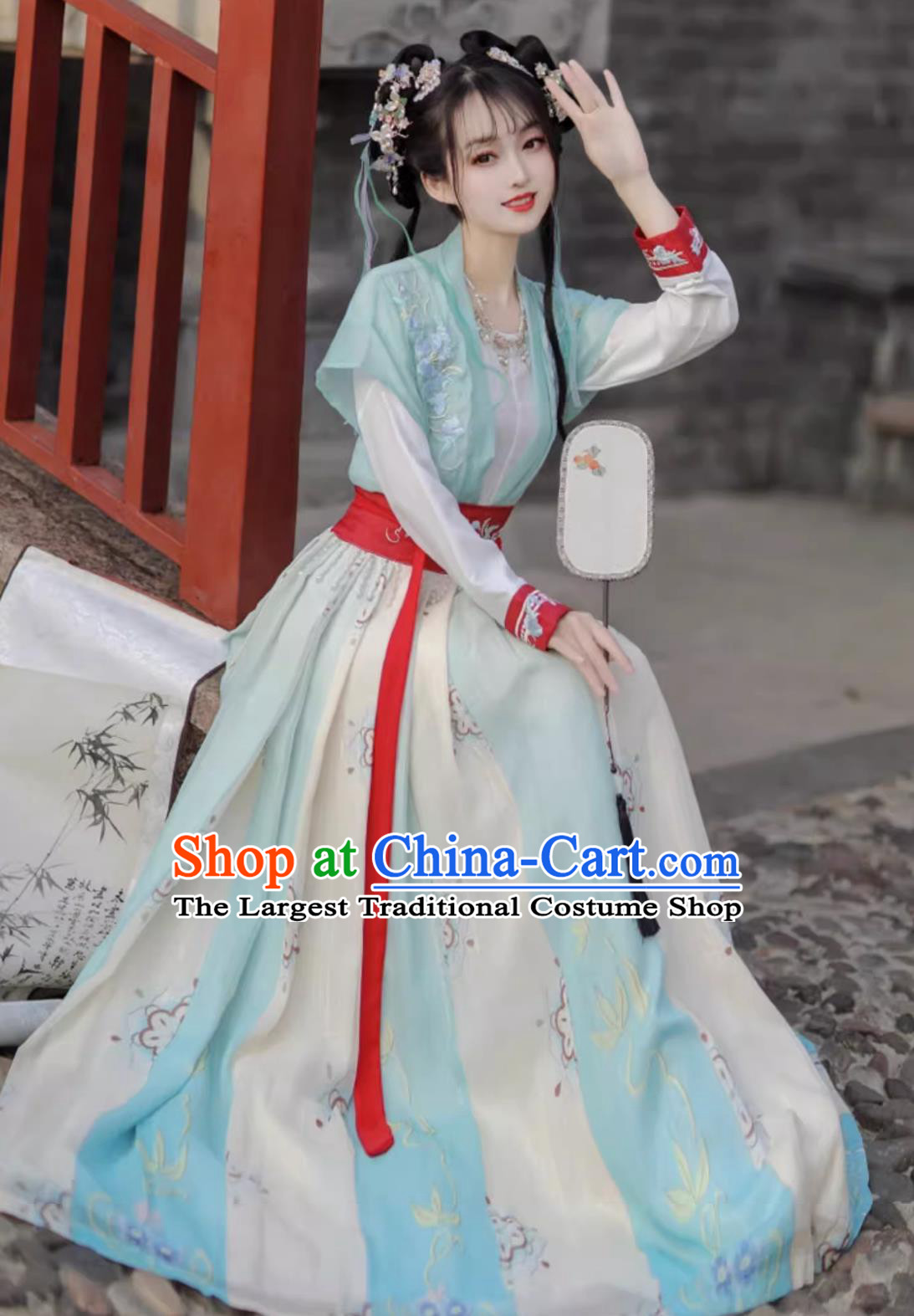 Traditional Chinese Tang Dynasty Young Woman Clothing Green Hanfu Dress Ancient China Princess Costume