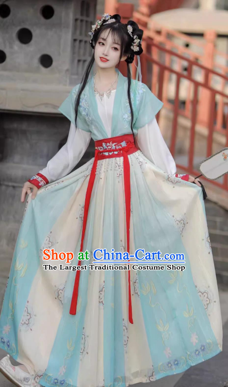 Traditional Chinese Tang Dynasty Young Woman Clothing Green Hanfu Dress Ancient China Princess Costume