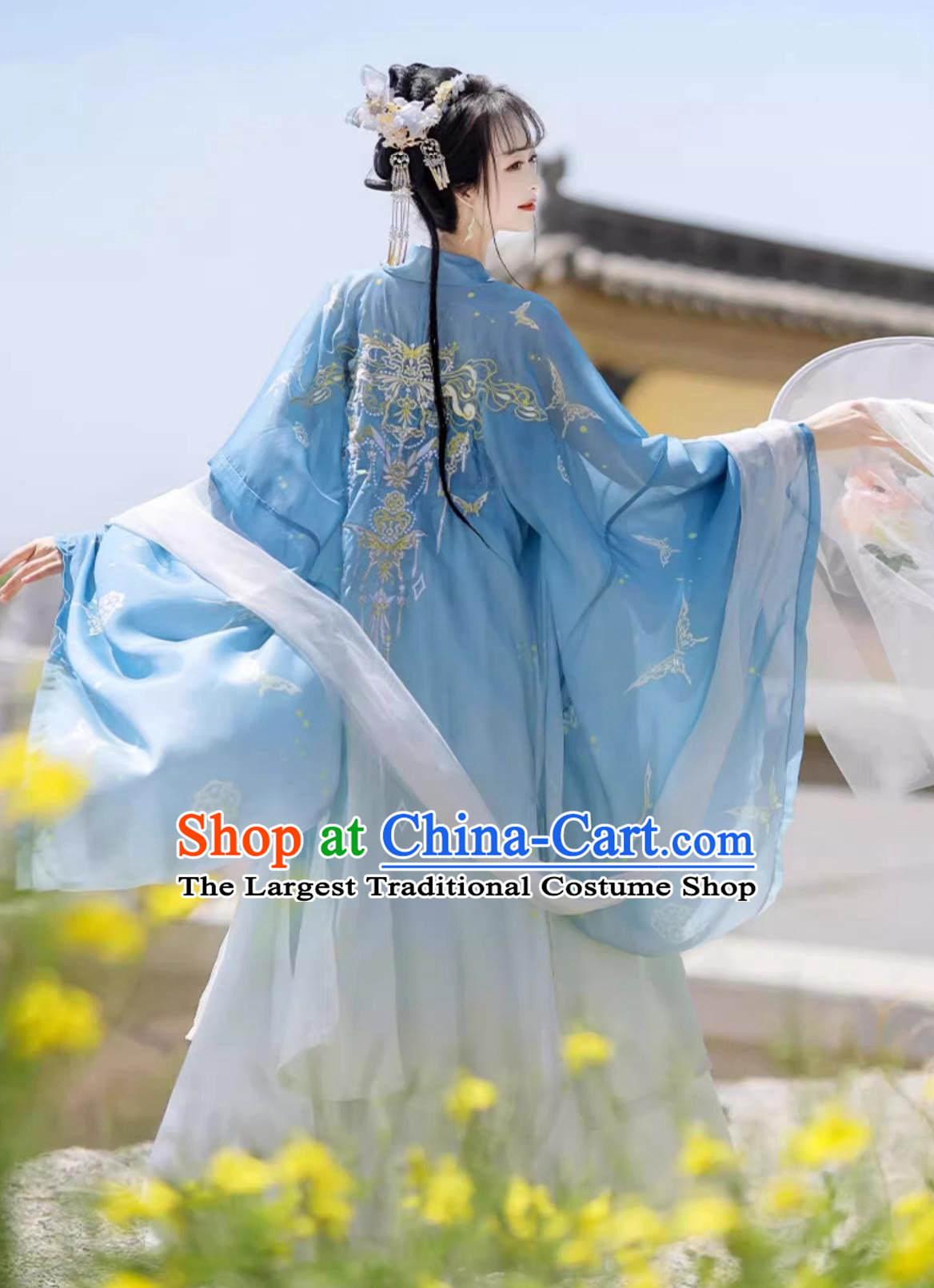 Traditional Chinese Blue Hanfu Dress Ancient China Princess Costume Tang Dynasty Court Lady Clothing