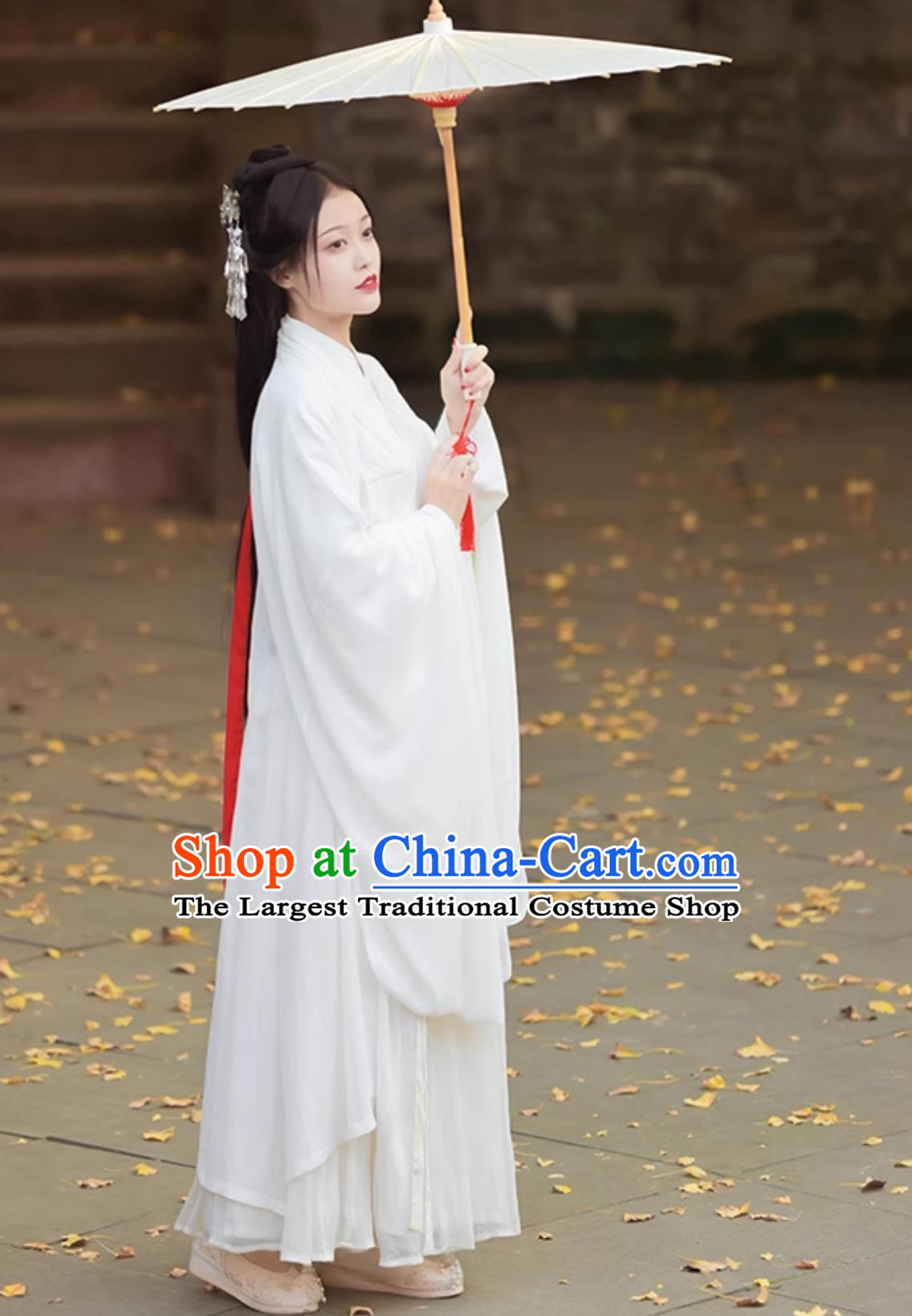 Chinese Traditional White Hanfu Dress Ancient China Fairy Costume Jin Dynasty Princess Clothing Complete Set