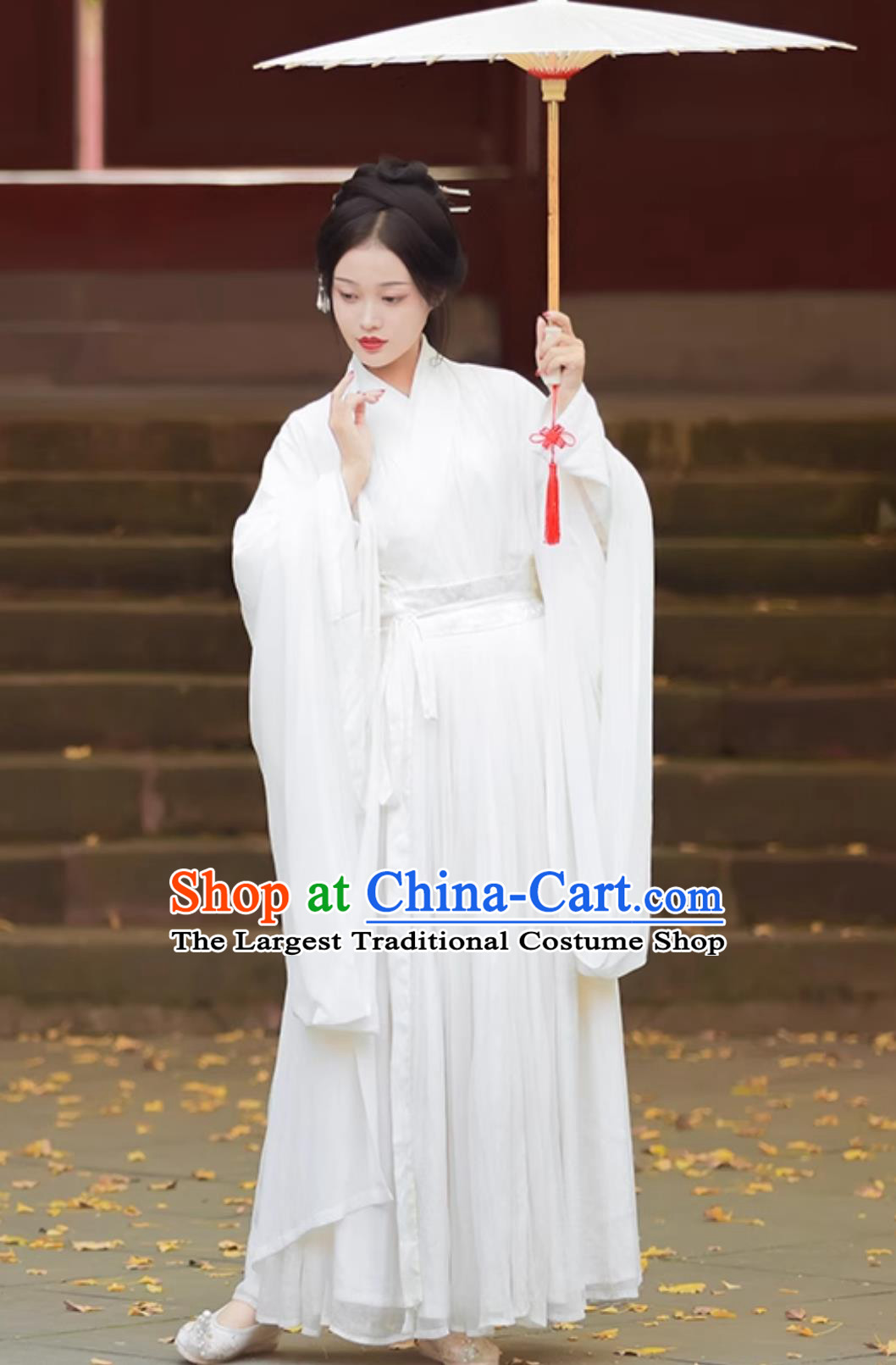 Chinese Traditional White Hanfu Dress Ancient China Fairy Costume Jin Dynasty Princess Clothing Complete Set