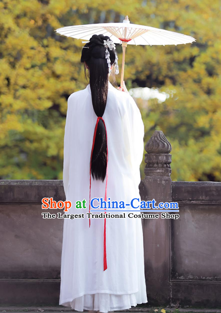 Chinese Traditional White Hanfu Dress Ancient China Fairy Costume Jin Dynasty Princess Clothing Complete Set