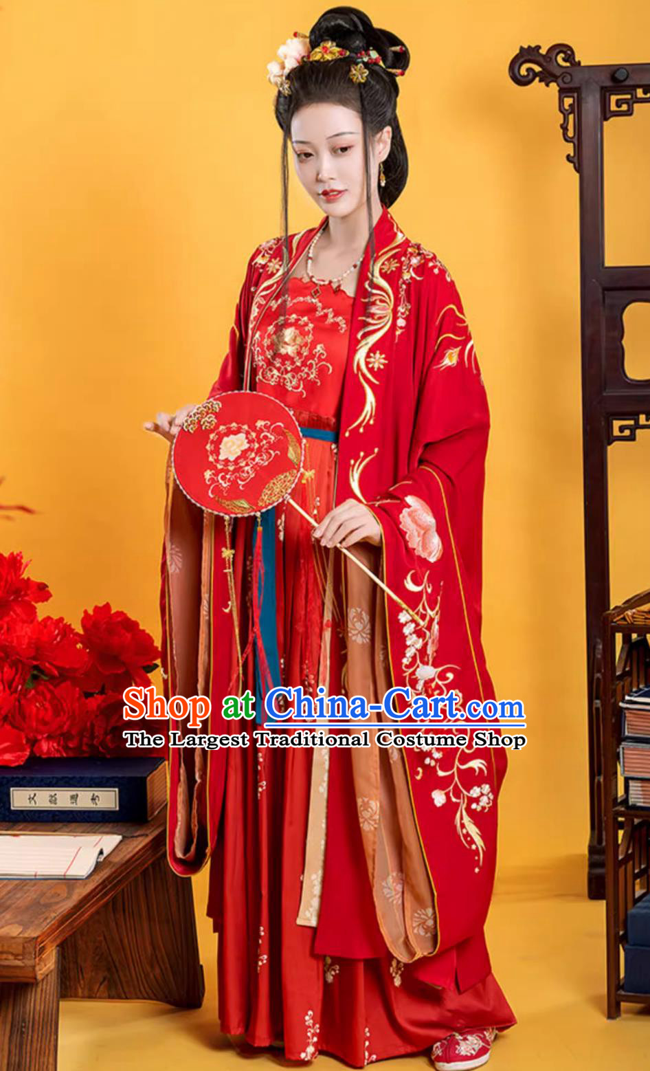 Ancient China Princess Costume Chinese Tang Dynasty Bride Clothing Traditional Wedding Red Hanfu Dress