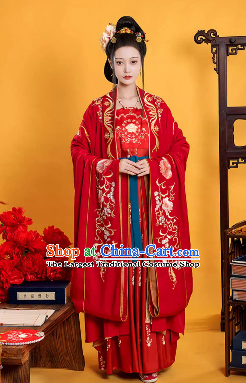 Ancient China Princess Costume Chinese Tang Dynasty Bride Clothing Traditional Wedding Red Hanfu Dress