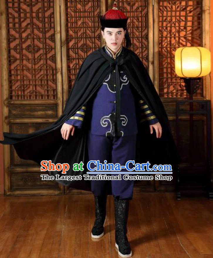 Chinese Qing Dynasty Soldier Clothing Ancient China Warrior Costume Traditional Northern Navy Outfit