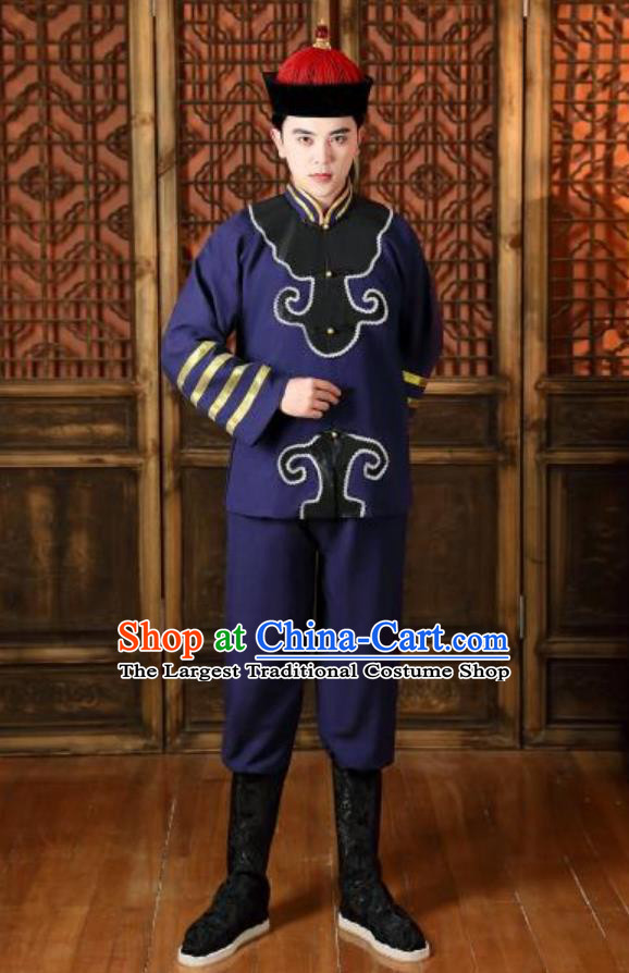 Chinese Qing Dynasty Soldier Clothing Ancient China Warrior Costume Traditional Northern Navy Outfit