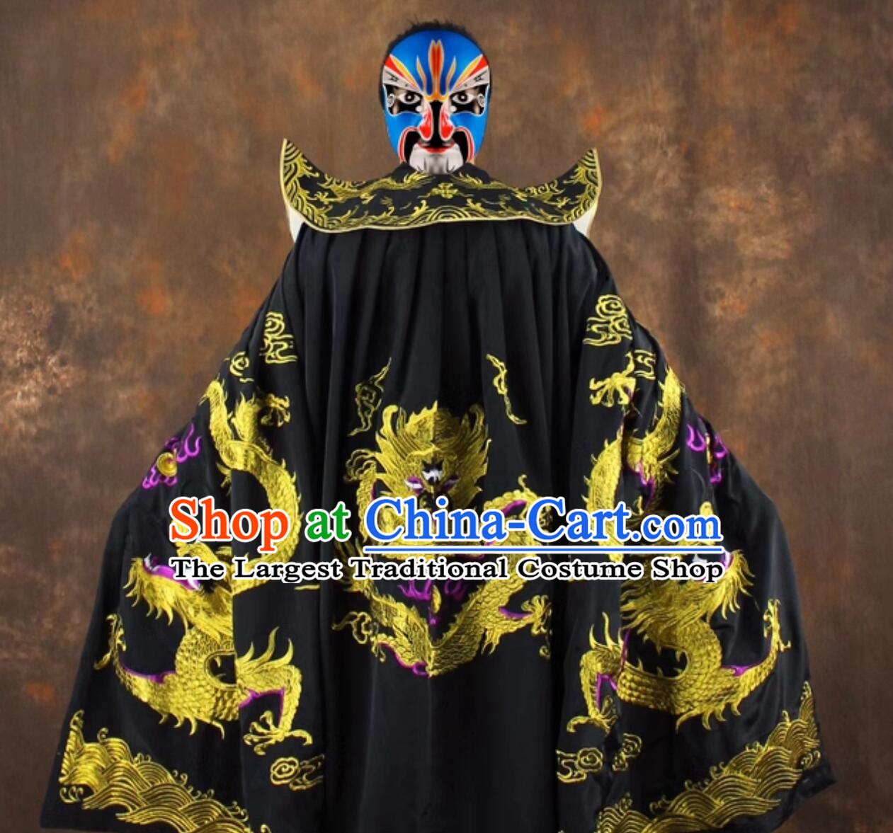 Chinese Traditional Face Changing Costume Embroidered Black Cape Sichuan Opera Bian Lian Cloak