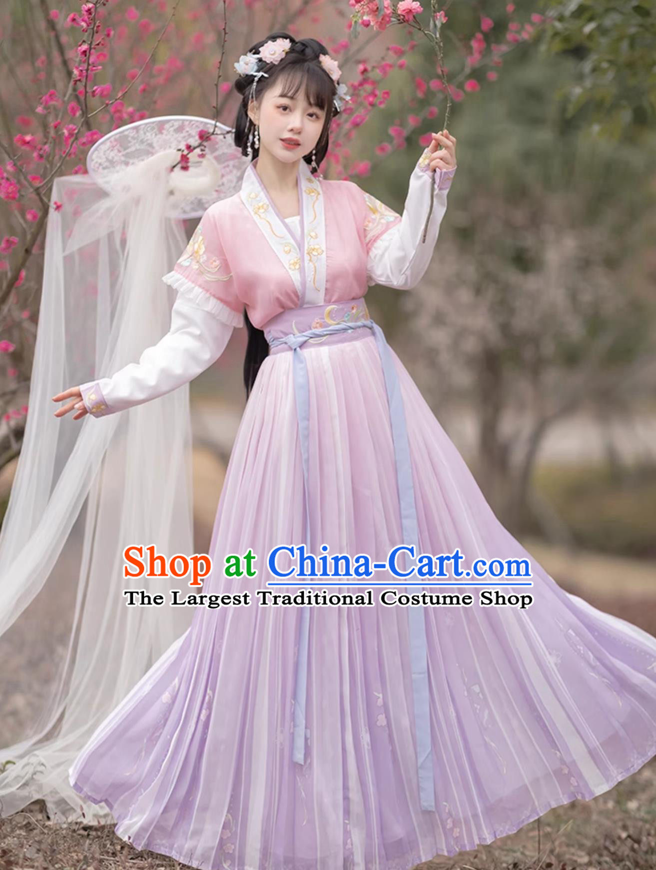 Ancient China Princess Costume Traditional Lilac Hanfu Dress Chinese Tang Dynasty Young Lady Clothing