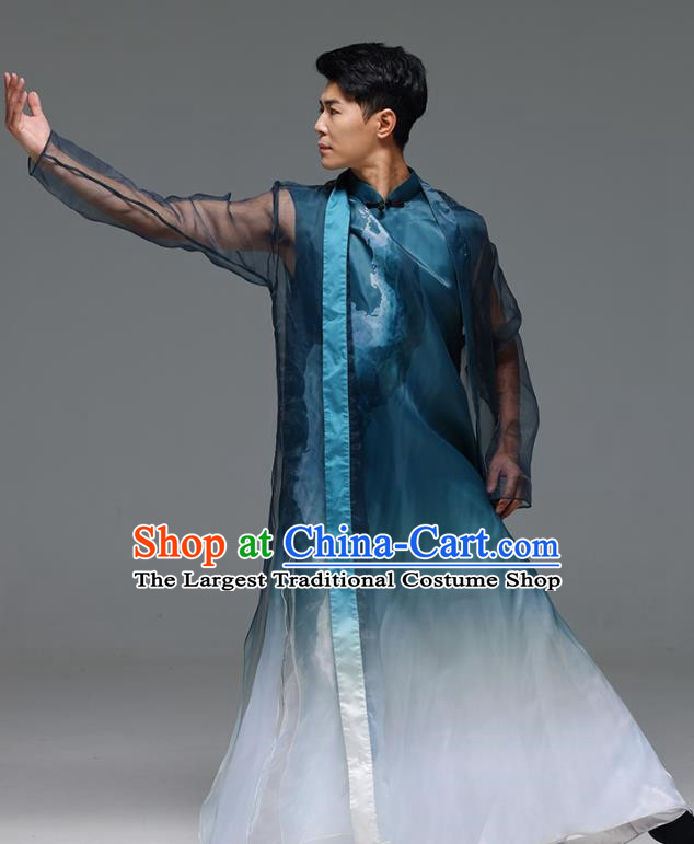 Xiancaitan Classical Dance Traditional Ink Chinese Style Gradient Color Navy Blue Dance Costume Dance Costume