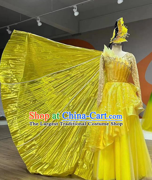Opening Dance Swing Skirt Dance Costume Party Stage Dress Yellow