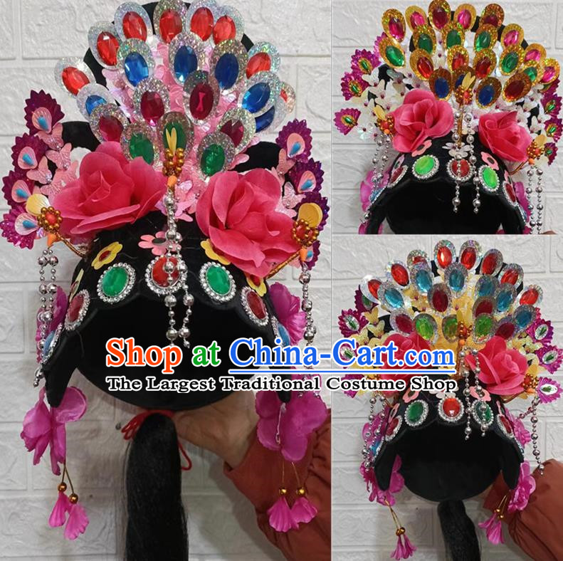 Chinese Yangko Big Headdress Ethnic Square Dance Headdress Drama Opera Film And Television Huadan Dance Headdress Flower Headdress