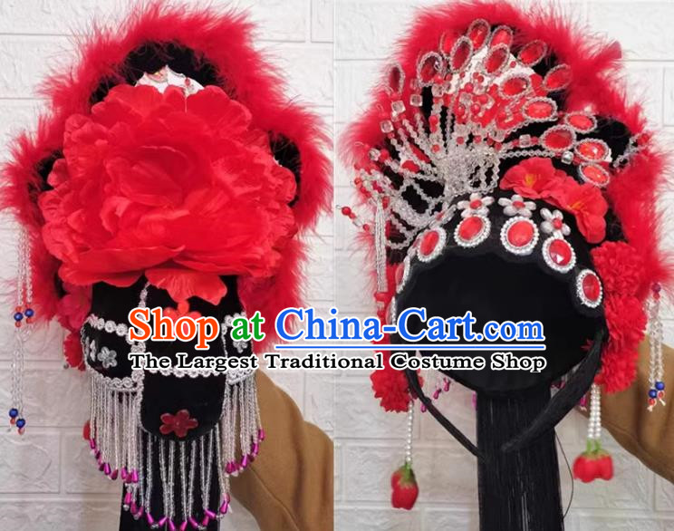 Red Classical Dance Hair Ornaments Chinese Yangko Dance Headdress Drama Opera Hua Dan Dance Headdress Square Dance Headdress Headdress