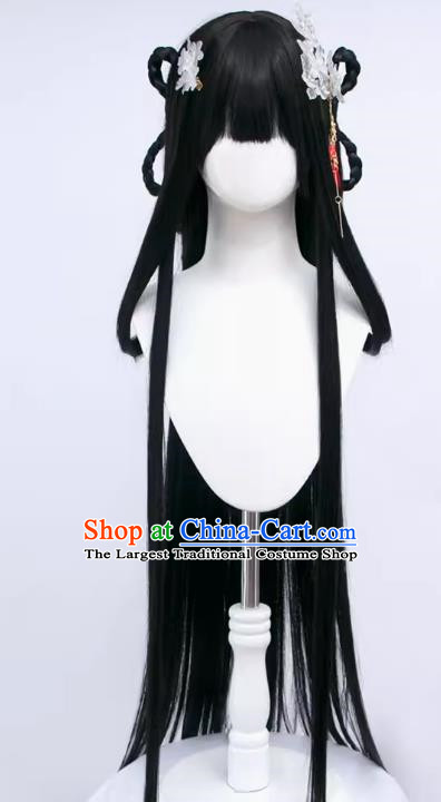 Azur Lane Yixian Cos Wig Hair Accessories Cream Hair Gel Transformation Black Long Straight Ancient Style