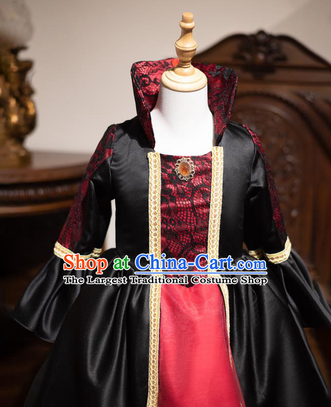 European Medieval Retro Court Dress Fluffy Dress Dark Gothic Style Performance Clothing Children Runway Show Costume