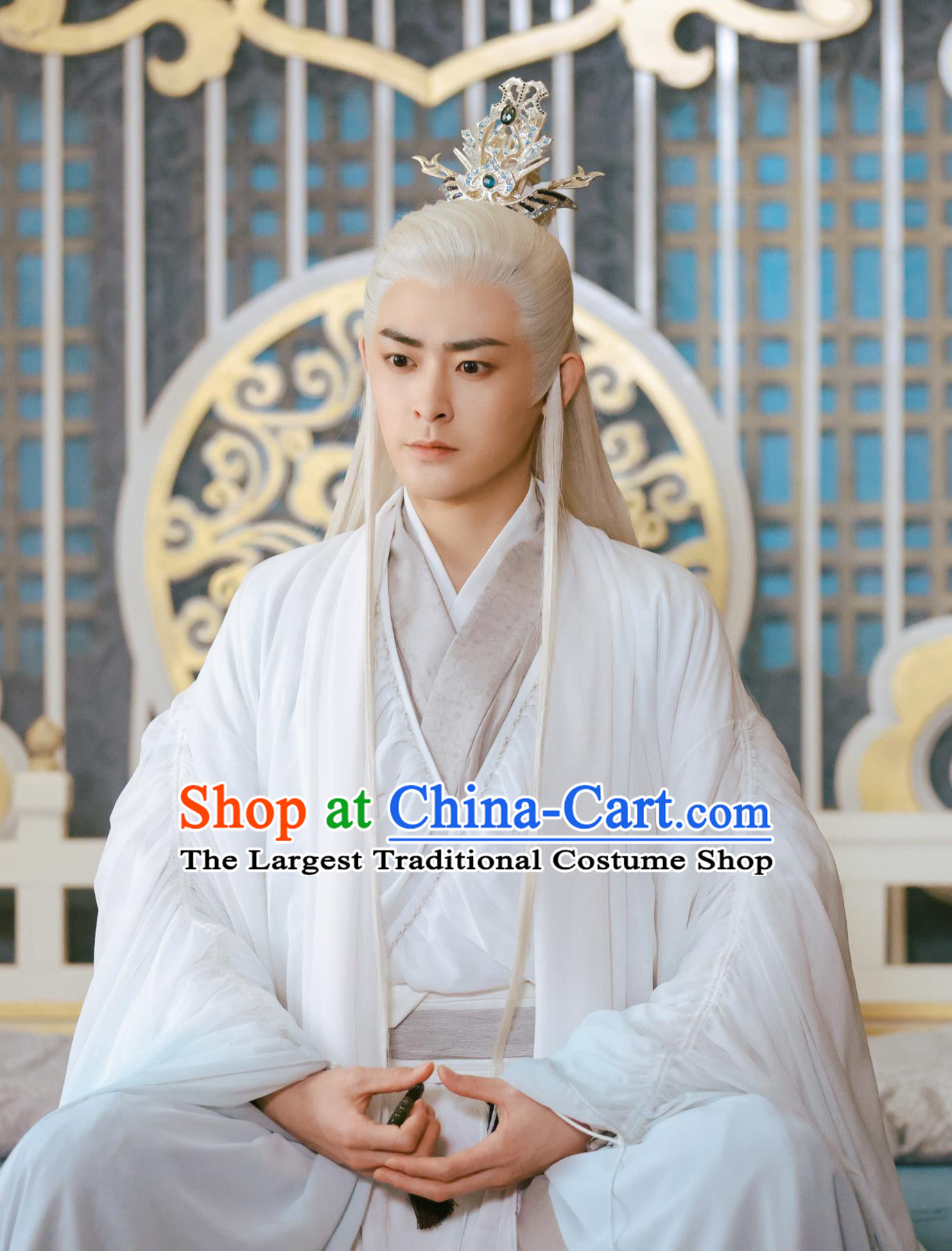 Xian Xia TV Series Sword and Fairy  Swordsman Master Chong Guang White Costumes Chinese Ancient Super Hero Clothing