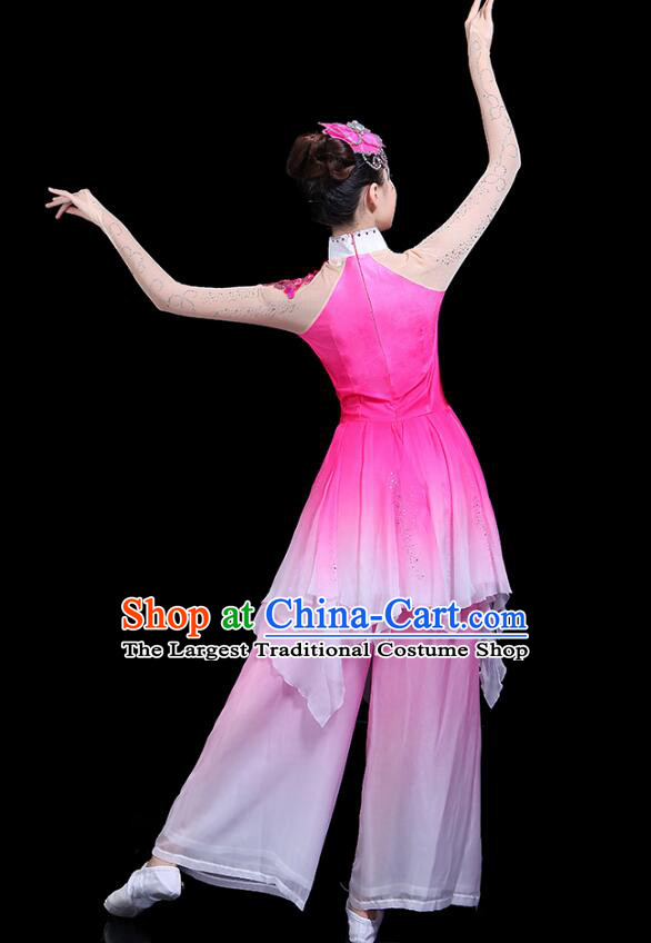 Chinese Classical Dance Clothing Umbrella Dance Fan Dance Costume Woman Stage Performance Pink Dress