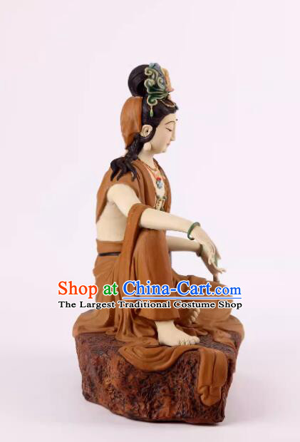 Chinese Shiwan Ceramics Buddha Arts Collection Handmade Samantabhadra Bodhisattva Statue
