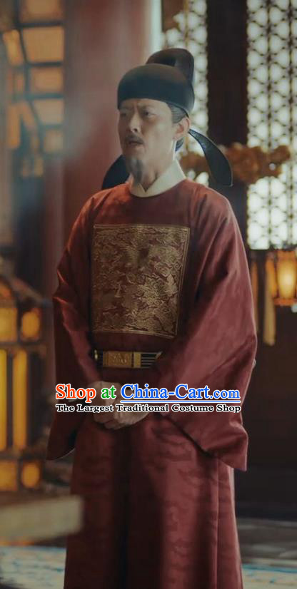 Chinese Ming Dynasty Official Robe Ancient Cabinet Minister TV Series The Imperial Age Lv Ben Costume and Hat