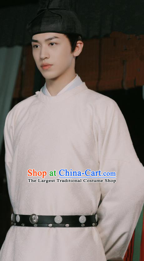 Chinese Ancient Tang Dynasty Young Hero Costumes TV Series Weaving A Tale of Love Strategist Pei Xing Jian White Robes