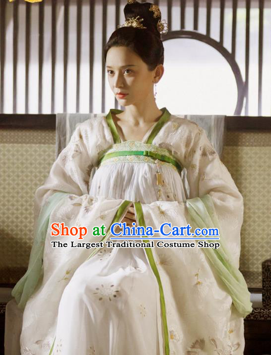 Chinese Ancient Imperial Concubine Costumes TV Series Weaving A Tale of Love Tang Dynasty Queen Wu Mei Niang Dresses