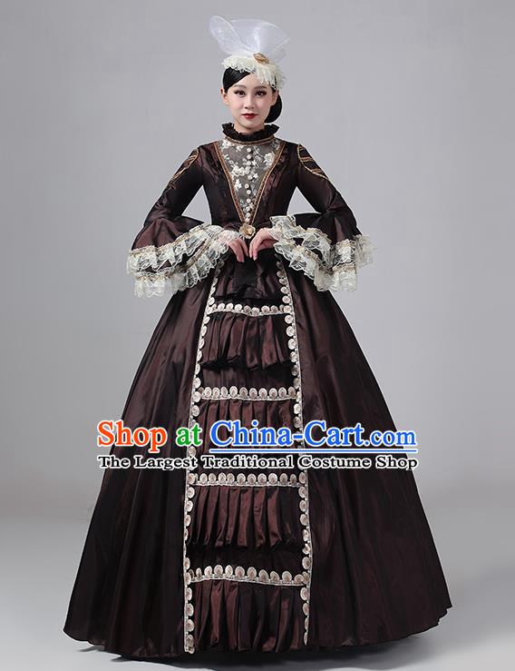 Coffee Stage Show Clothing Drama Costume European Court Dress French Medieval Aristocratic Long Dress Retro Princess Garment