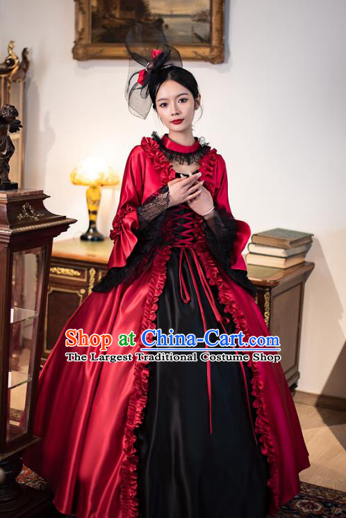 European Style Court Costume th Century British Aristocratic Retro Dark Gothic Dress Photo Stage Clothing
