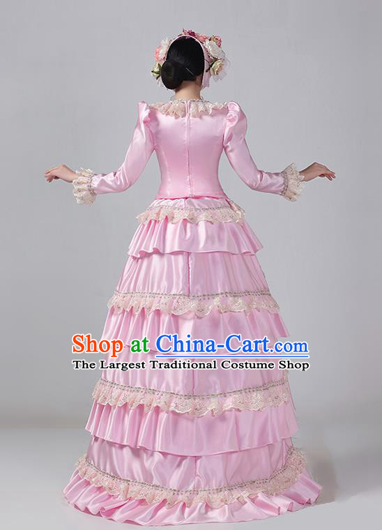 Pink European Court Dress French Medieval Retro Princess Dress Stage Dress Rococo Long Dress