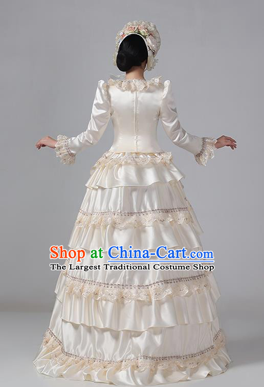 Champagne European Style Court Dress British Aristocratic Medieval Retro Clothing Stage Outfit Rococo Dress
