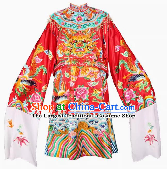 Tin Hau Temple Mazu God Statue In Soft Golden Robe With Red Embroidery Buddha Robe And The Queen Mother Divine Robe