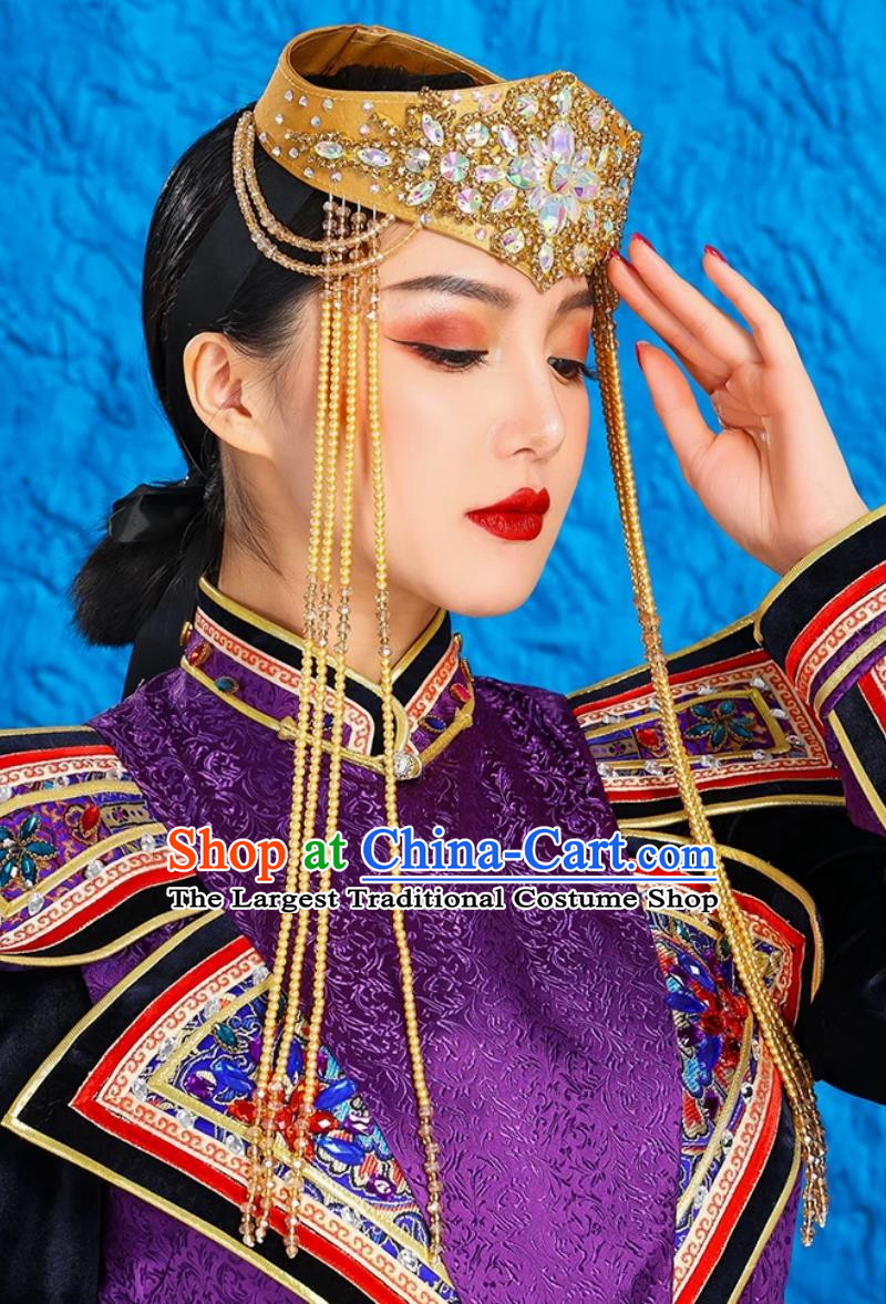 Mongolian Lady Headdress Hat Minority Performance Dance Headdress Bride Wedding