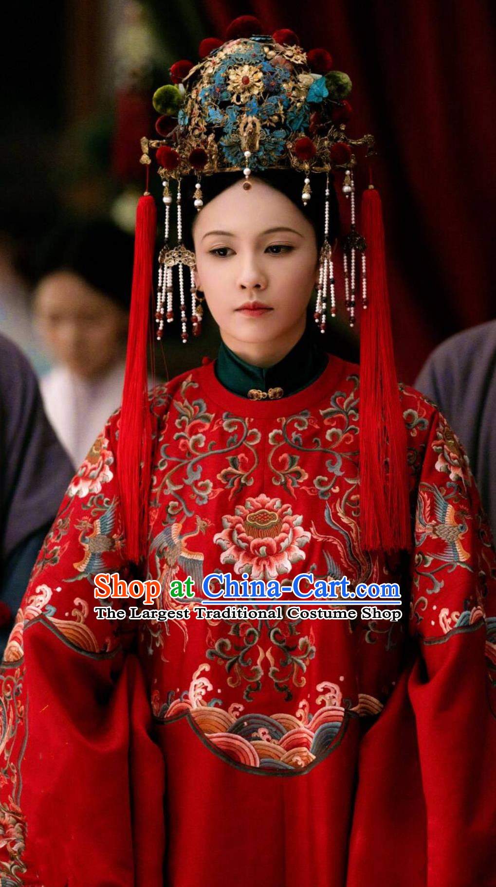 TV Series Song of Youth Lin Shao Chun Wedding Costumes Ancient Ming Dynasty Noble Woman Red Garments Costumes Complete Set
