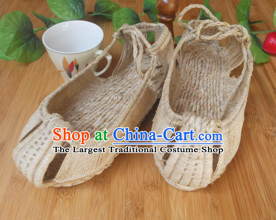 Traditional Rattan Straw Shoes Handmade Monk Hemp Shoes