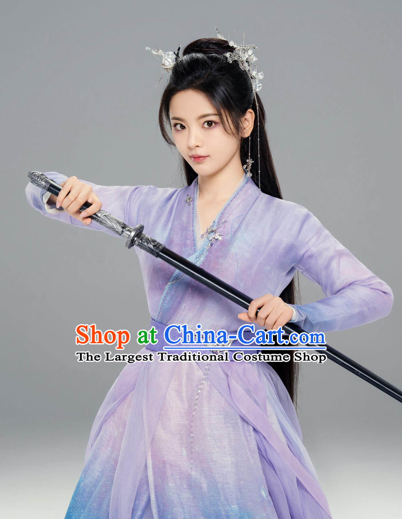 China Traditional Female Hanfu  Ancient Swordswoman Clothing TV Drama Love You Seven Times Fairy Xiang Yun Purple Dress