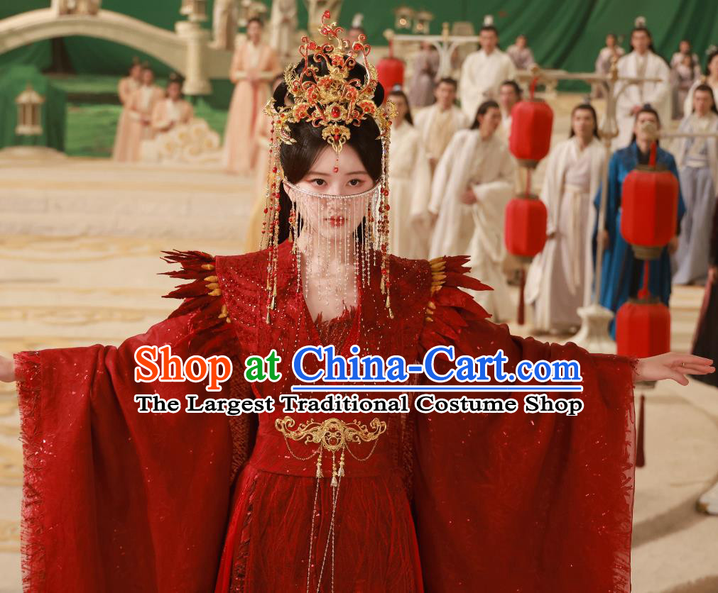 Chinese Ancient Empress Clothing  Xian Xia TV Series The Last Immortal Queen Feng Yin Wedding Dress