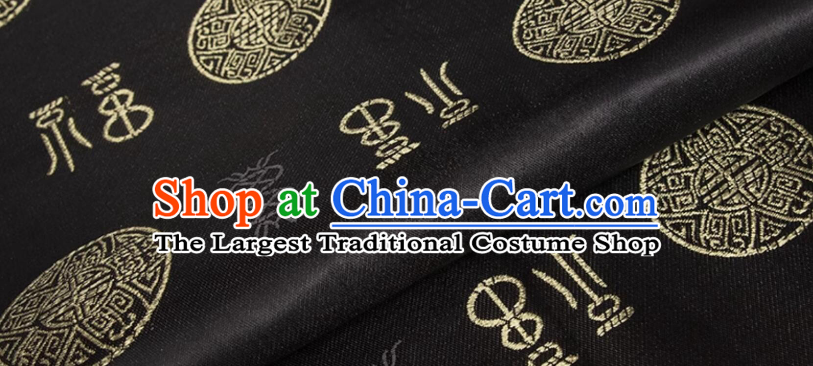 Chinese Traditional Lucky Pattern Design Black Brocade Oriental Material Royal Palace Style Fabric