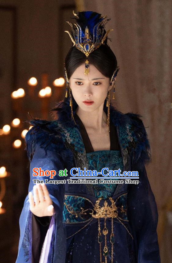 Chinese Ancient Female Swordsman Clothing 2024 Xian Xia TV Series The Last Immortal Peacock Princess Hua Shu Deep Purple Dress