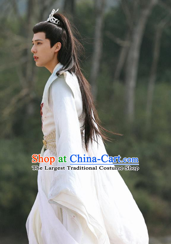 Chinese  Xian Xia TV Series The Last Immortal Young Hero Gujin Yuan Qi Garment Costumes Ancient Swordsman White Clothing