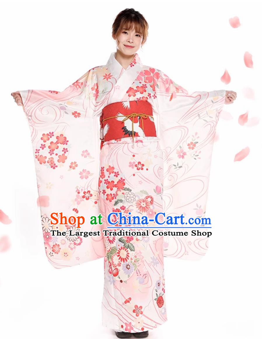 Top Japanese National Pink Dress Traditional Garments Japan Classical Furisode Kimono