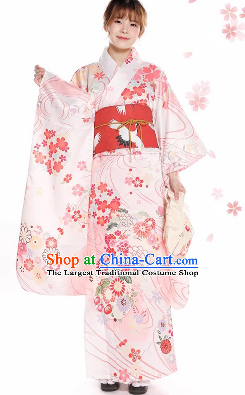 Top Japanese National Pink Dress Traditional Garments Japan Classical Furisode Kimono
