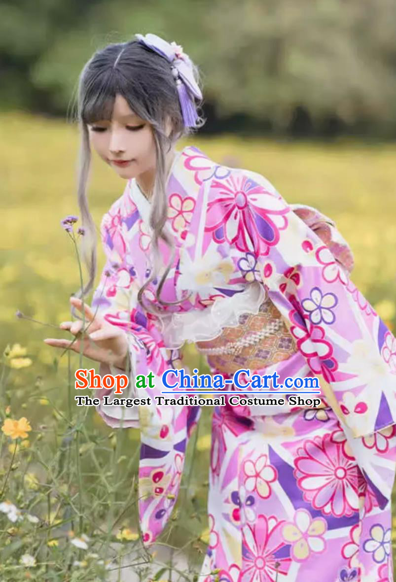 Japanese Clothing Female Cherry Blossom Kimono Formal Japanese Style Improved Kimono Spring Costume