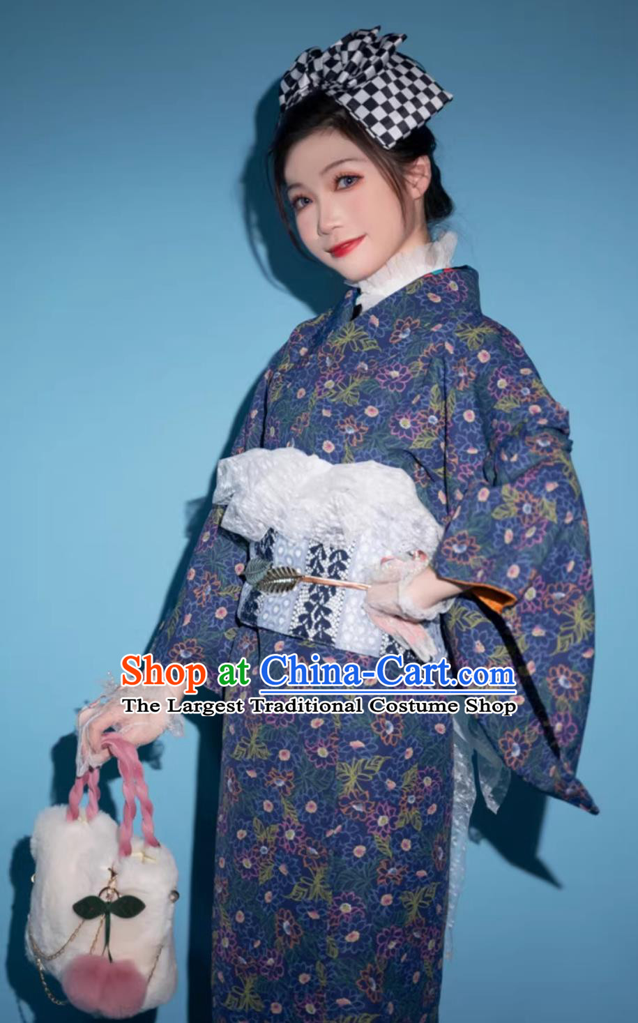 Japanese Women Dress Traditional Costume Formal Attire Floral Kimono