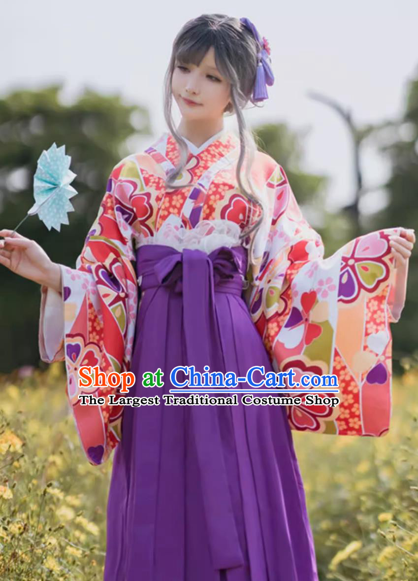 Japanese Traditional Formal Attire Women Hakama Graduation Hakama Skirt Girl Style Kimono Set