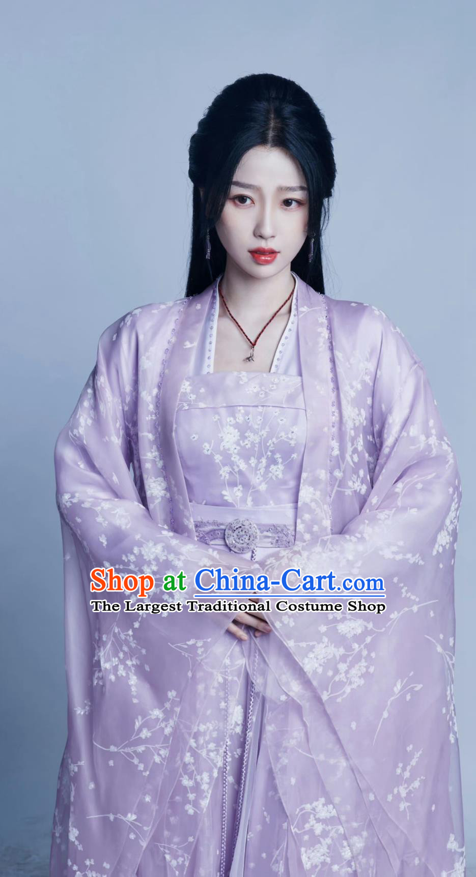 China Ancient Noble Lady Lilac Dresses TV Drama My Journey To You Super Heroine Yun Wei Shan Costumes