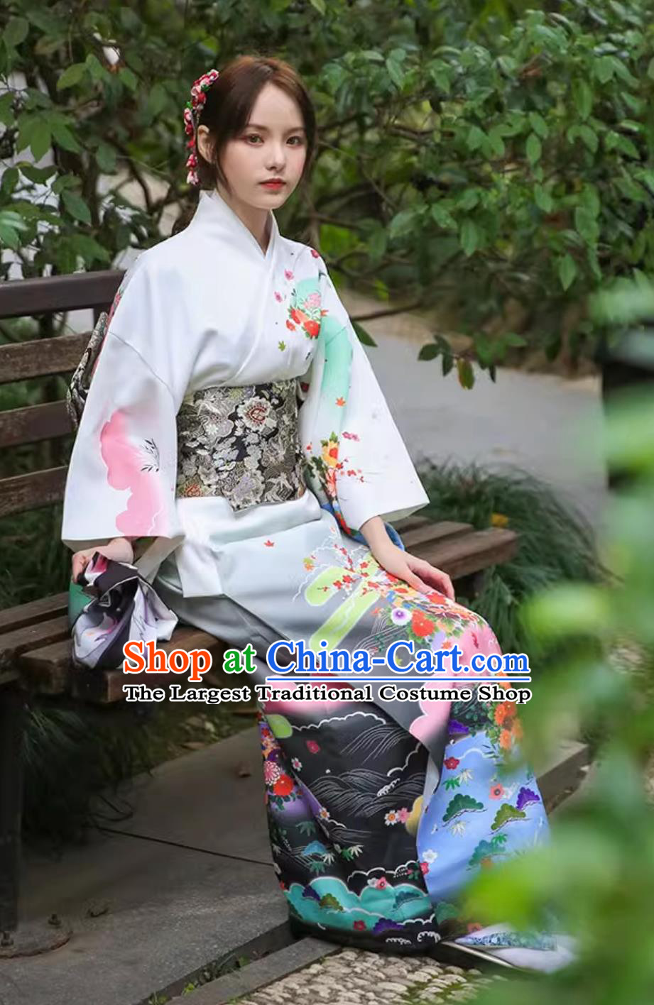 Japanese Improved Clothing Kimono Women Sakura Traditional Dress