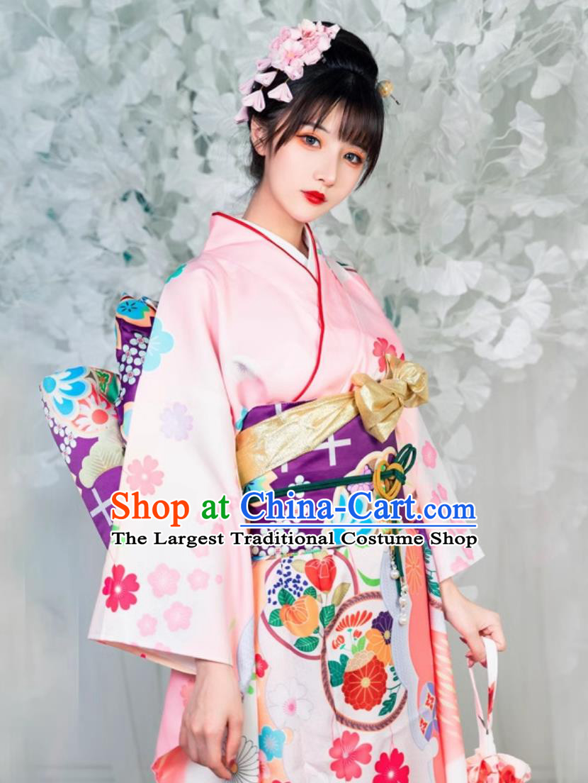 Japanese Furisode Kimono Traditional Festival Wedding Kimono For Women Formal Attire