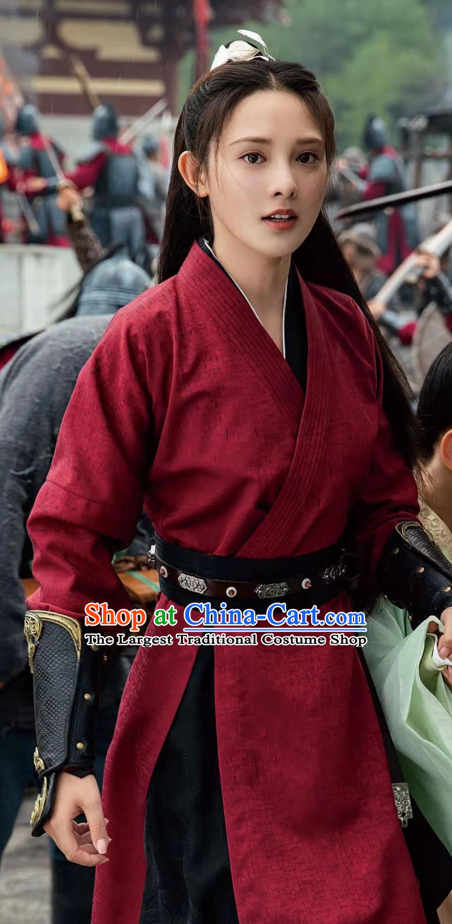 Chinese Ancient Swordsman Red Costumes TV Series Jun Jiu Ling Heroine Dress